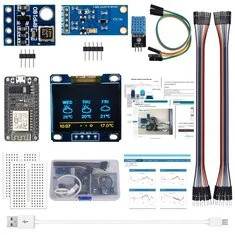 AOQDQDQD® ESP8266 Komplet Stacji Pogodowej z czujnikiem temperatury, wilgotności, ciśnienia atmosferycznego i oświetlenia 0.96 w