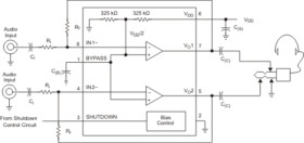 150-mW, stereo, analog input headphone amplifier