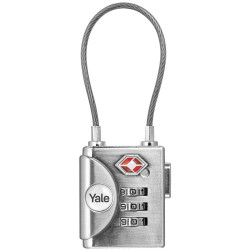 YALE YTP3/32/350/1 TSA Padlock 32mm, Silver, 3-Digit, Wire Shackle