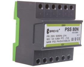 Transformator 1-fazowy modułowy bezpieczeństwa PSS 80N 230/ 12V 6,6A, na szynę DIN, IP20, Ta 40, 16012-9906