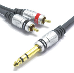 KABEL JACK 6,3 STEREO 2x WTYK RCA CINCH VITALCO 1,5m MK82