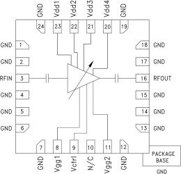 Variable Gain Amplifier SMT, 27 - 31.5 GHz