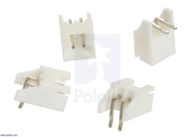 Pololu 2.5 mm JST XH-Style Shrouded Male Connector: 2-Pin, Right Angle Extended (4-Pack)