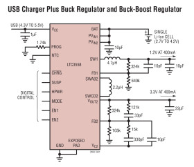 Linear USB Battery Charger with Buck and Buck-Boost Regulators