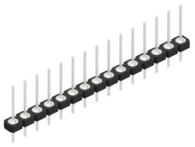 Pin header, 15 pole, pitch 2.54 mm, straight, black, 10043951