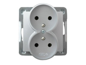 IMPRESJA Gniazdo podwójne z uziemieniem moduł bez ramki srebro GP-2YRAZ/m/18 OSPEL