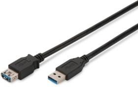 USB 3.0 extension cable, USB plug type A to USB socket type A, 3 m, black, AK-300203-030-S