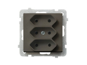 SONATA Gniazdo potrójne bez uziemienia EURO czekoladowy metalik GP-3R/m/40 OSPEL