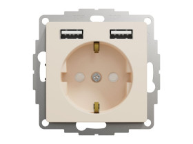 SEDNA DESIGN & ELEMENTS Gniazdo pojedyncze z uziemieniem schuko z USB A+A 2,4A beżowe SDD112052 SCHNEIDER ELECTRIC