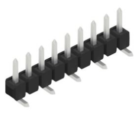 Pin header, 9 pole, pitch 2.54 mm, angled, black, 10047052