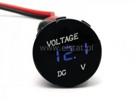 Woltomierz okrągły LED niebieski 3-30V