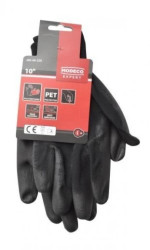 RĘKAWICE POLIESTROWE POWL. POLIURETANEM CZARNYM ROZMIAR 10 CE MN-06-220 /12par/