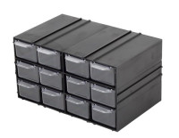 SZUF-PX-12 Regał z tworzywa 125x230x140mm - czarny - 12 szufladek przezroczystych