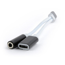 Przejście USB-C/Jack 3,5 Adapter AUDIO czarny, +gniazdo USB-C
