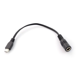 Adapter gniazdo 5,5/2,5mm - wtyk microUSB - z przewodem 16cm