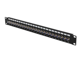 Patch panel 24 porty1U 19 ginazdo typ FBECZKA czarny PPRF-R624-B