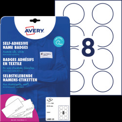 L4881-20 Name badges, acetate silk, round, diameter 65 mm, 160 pieces, wh