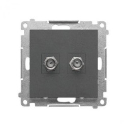 Simon 55 Gniazdo antenowe typu F” podwójne (moduł). Do instalacji indywidualnych. Grafitowy mat TASF2.01/116