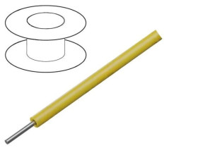2841/1-YL005 Przewód HookUp Wire d: 30AWG drut Cu PTFE żółty 250V 30,5m