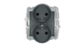Icon Mechanizm Gniazda Podwójnego Do Ramki Z Uziemieniem 2X(2P+Z) (Przesłony...