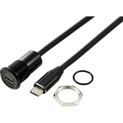 TRU COMPONENTS TC-13376328 USB-C 3.1 socket plug cable black 1 m 1 pc