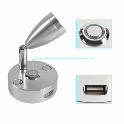 Lampa kinkiet LED do kampera 3W srebrna USB 1.5A 12V 24V łodzi przyczepy