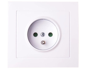 KIER Gniazdo pojedyncze z/u z przesłonami białe GP-1WZP/00