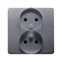 Simon Basic Gniazdo podwójne z/u kompletne 16A 250V satyna BMGZ2/43