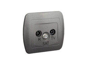 AKORD Gniazdo antenowe RTV-SAT przelotowe aluminiowy metalik tłumienie R 11dB TV SAT 10dB AASP/26 KONTAKT SIMON