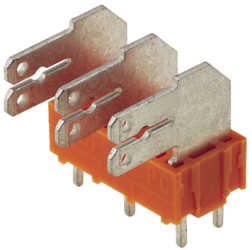 PCB terminal, 3 pole, pitch 7.5 mm, AWG 24-14, 15 A, faston plug, orange, 9511600000