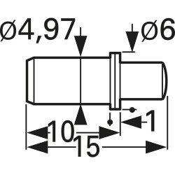 Battery charge and interface contact with probe, tip, Ø 4 mm, travel  4 mm, pitch 6.5 mm, L 15 mm, 5082-B1D-3.0NE-AU-4.0 M