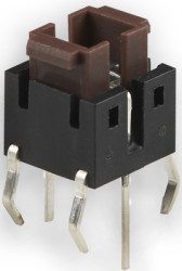 Short-stroke pushbutton, Form A (N/O), 50 mA/12 VDC, illuminated, red, actuator (brown), 2.54 N, THT, 3-2213818-9