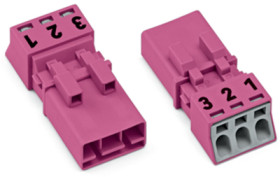 Plug, 3 pole, push-in, 1.5 mm², pink, 890-293