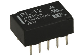 Przekaźnik; bistabilny; PL-12; 12V; DC; 2 styki przełączne; 1 cewka; 0,5A; 125V AC; 1A; 30V DC; do druku (PCB); Forward Relays;