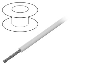 Przewód na rolce o długości 30,5m linka Cu, 600V PVC biały 28 AWG 1852 WH005