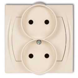 LOGO Gniazdo podwójne 2x(2P) z przesłonami beżowy 1LGPR-2p