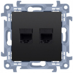Gniazdo komputerowe LAN podwójne SIMON 10 nieekranowane UTP 2x RJ45 kat.5e czarne matowe Kontakt Simon C52.01/49