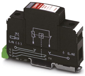 Ochrona przeciwprzepięciowa 275 V AC na szynę DIN Phoenix Contact Ogranicznik przepięć typu 2 40kA