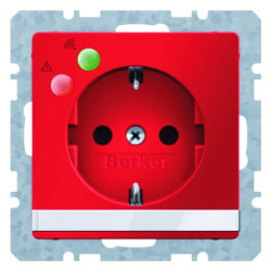 Gniazdo SCHUKO z ochroną przepięciową i polem opisowym czerwony aksamit Q.1 41086062