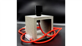 Lampa Stojąca, Biurkowa Z Betonu Architektonicznego, Kolorowy Przewód W...