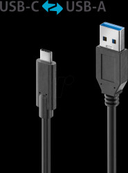 IS2611-005 USB 3.1 cable, iSeries, A male to C male, black, 0,5 m
