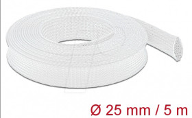 20696 Braided Sleeving stretchable 5 m x 25 mm white