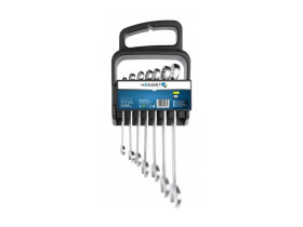 Zestaw kluczy płasko-oczkowych 7 szt. 8-19mm plastikowa zawieszka CrV DIN 3113 HT1W490 HOEGERT