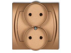 LOGO Gniazdo podwójne do ramki poziomej bez uziemienia (bez przesłon torów prądowych) złoty metalik 8LGPR-2 KARLIK