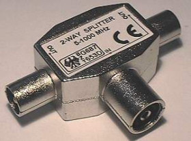 Trójnik antenowy indukcyjny metalowy gniazdo - 2 x wtyk