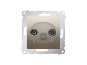 SIMON 54 Gniazdo antenowe RTV przelotowe złoty mat tłumienność 10dB DAP10.01/44 KONTAKT SIMON