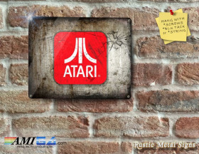 Atari Logo - Rustic - Eyecatching Finish - Metal Sign