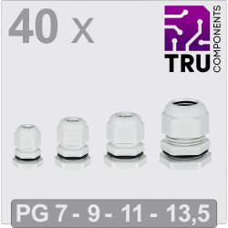 TRU COMPONENTS TC-13448360 Cable gland Polyamide Grey 40 pcs