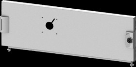 Compartment door, rectangular, sheet steel, (W x H x D) 600 x 200 x 25 mm, light gray, for built-in installation devices, 8PQ202