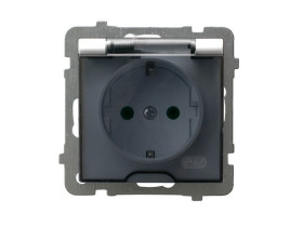 AS Gniazdo pojedyncze z uziemieniem schuko IP44 białe wieczko przezroczyste GPH-1GS/m/00/d OSPEL